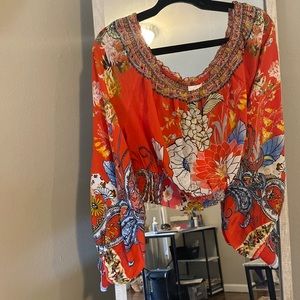 Camilla off the shoulder red colorful top NWT